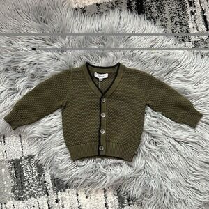 Frenchie Mini Couture Forest Green Knit Button Up Sweater Size 6-12 Month